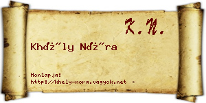 Khély Nóra névjegykártya